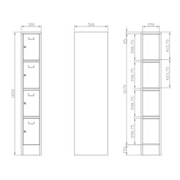 Personaleboks UniBox 1x4 rum. Mørkegrå