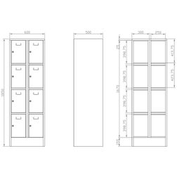 Personaleboks UniBox 2x4 rum. Lysegrå