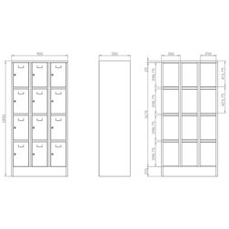Personaleboks UniBox 3x4 rum. Mørkegrå