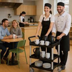 Rullebord i plast 3 dybe hylder, 49x87x105h cm.