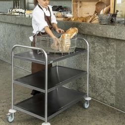 Rullebord 3 hylder, Rustfri