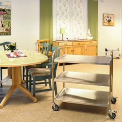 Rullebord 3 hylder, stor. Rustfri