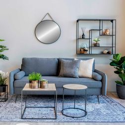 Spejl med PU-strop Ø60 cm, sort