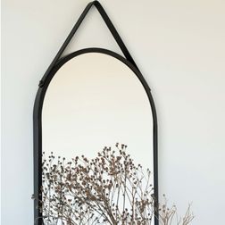 Spejl med PU-strop 35x60h cm, sort