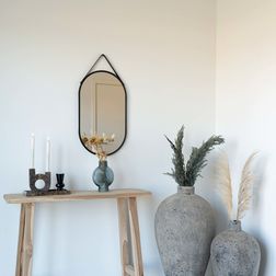 Spejl med PU-strop 35x60h cm, sort