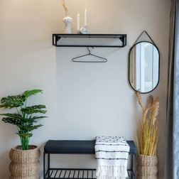 Spejl med PU-strop 35x60h cm, sort