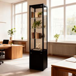 Glasvitrine Diamond 4SL, med skab og lys