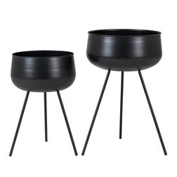 Blomsterstandere i stål FLOW 2 stk. sort