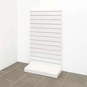 L-gondol H 150 cm hvid slatwall på stel