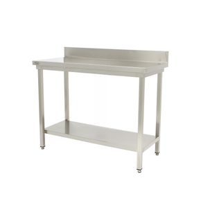 Stålbord m/ hylde og bagkant 70x140