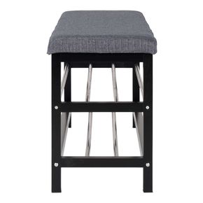 Bænk Aksel, sort stel og grå hynde