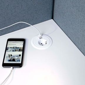 Kabelgennemføring Ø80 mm stik til bord m. 2 USB udtag