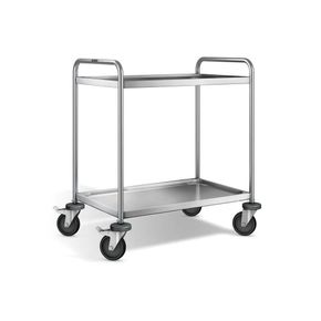 Rullebord m. 2 hylder, rustfri. Blanco