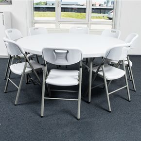 American Ø180 cm m. 8 klapstole