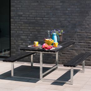 Bord bænkesæt Rustik Sort