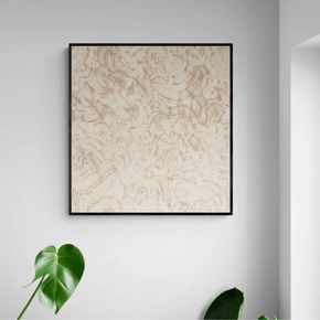 Akustik billede Beige bølge kaligrafi 57x60 cm