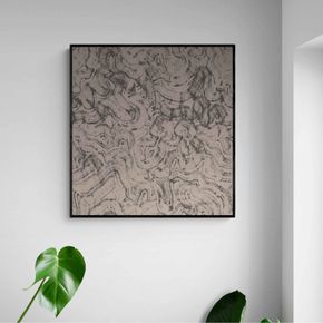 Akustik billede Brun bølge kaligrafi 57x60 cm