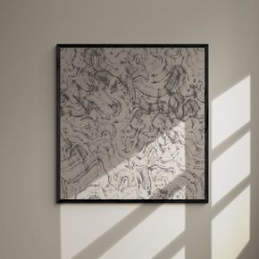 Akustik billede Brun bølge kaligrafi 57x60 cm