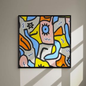 Akustik billede Be F*cking Happy 60x60 cm