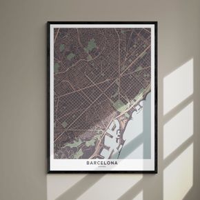 Akustik billede Barcelona kort 80x114 cm