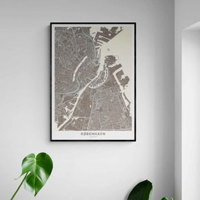 Akustik billede København kort 80x114 cm