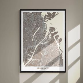 Akustik billede København kort 56x80 cm