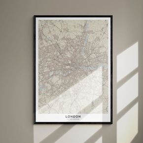 Akustik billede London kort 80x114 cm