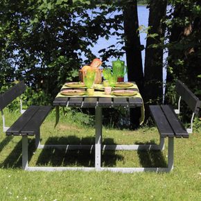 Bord bænkesæt Rustik Sort m. ryglæn