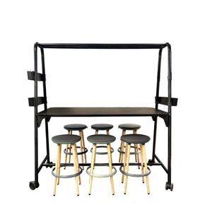 Højbord m. 6 stole, sort