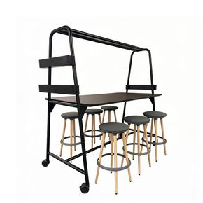 Højbord m. 6 stole, sort