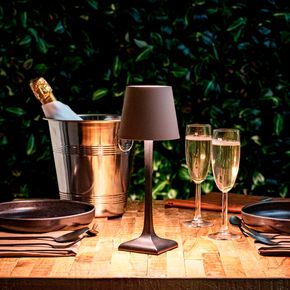 Genopladelig bordlampe Securit Milano, sort/grå-brun