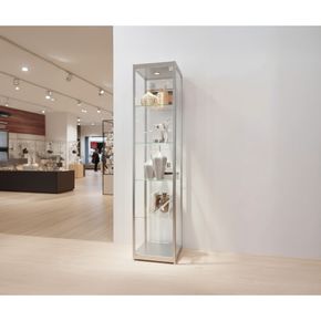 Glasvitrine Diamond 4L, m. lys og lås,  grå