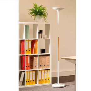 Gulvlampe Pryska LED, hvid/bøg