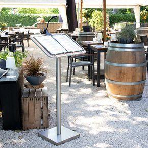 Menu stand Securit, rustfrit/teak