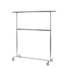 Tøjstativ 600, m.  dobbelt bøjlestang, blank