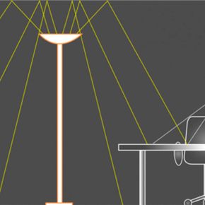 Gulvlampe Pryska Uplight LED, sort/træ