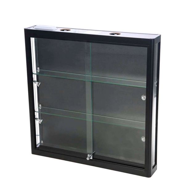 Væghængt glasvitrine Allum, m. LED lys