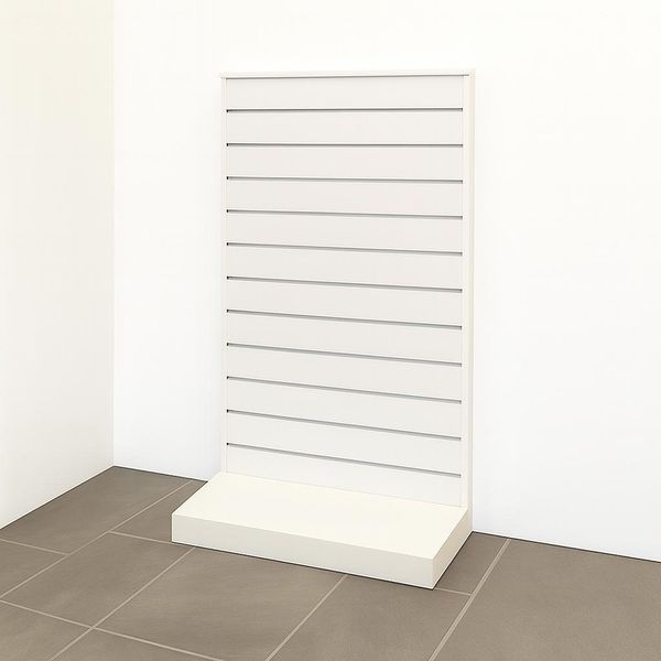 L-gondol H 120 cm hvid slatwall på stel