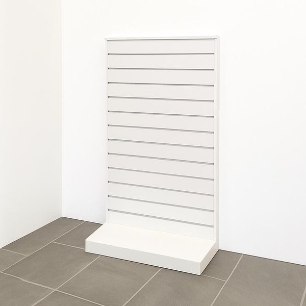 L-gondol H 150 cm hvid slatwall på stel