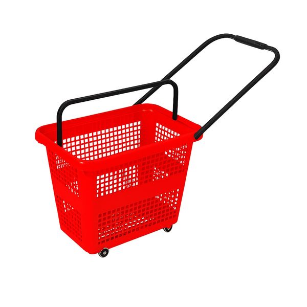 Indkøbskurv på hjul 54 liter, rød