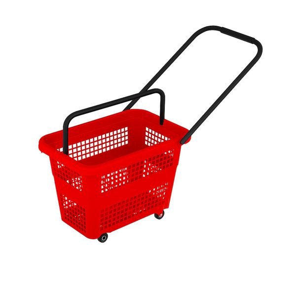 Indkøbskurv på hjul 32 liter, rød