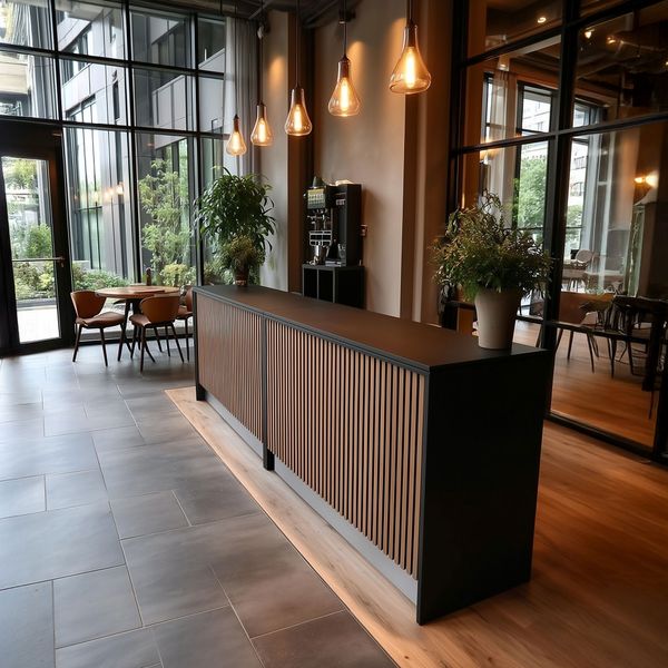 Receptionsskranke Conta 340 cm m. akustikpanel