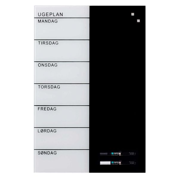 Glastavle Naga ugeplan 40x60 cm