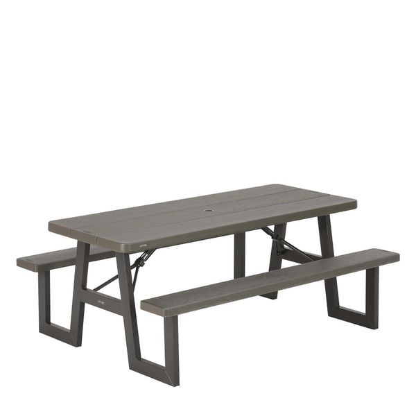 Bord bænkesæt, sammenklappeligt 6 pers, brun