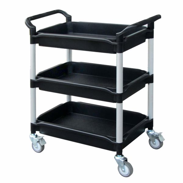 Rullebord i plast 3 dybe hylder, 49x87x105h cm.