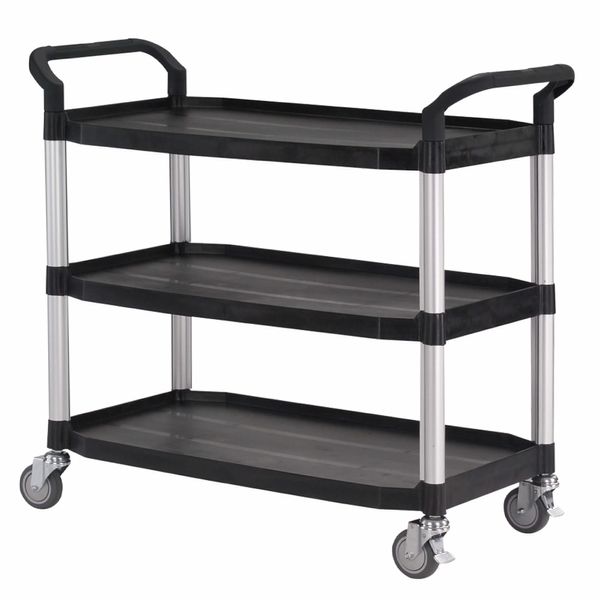 Rullebord i plast 3 hylder, 52x110x102h cm. Alu søjler