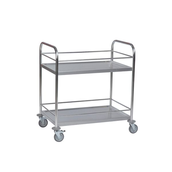 Rullebord 2 hylder, sarg. Rustfri