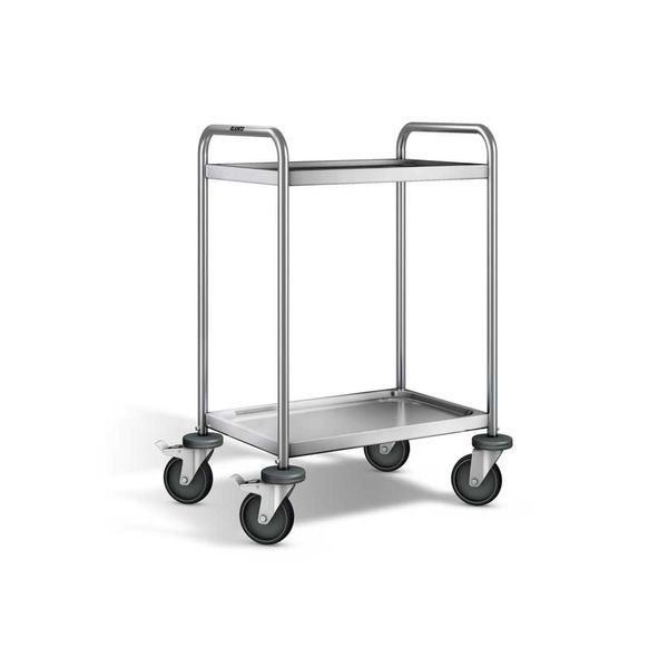 Rullebord m. 2 hylder, rustfri. Blanco