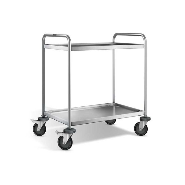 Rullebord m. 2 hylder, rustfri. Blanco