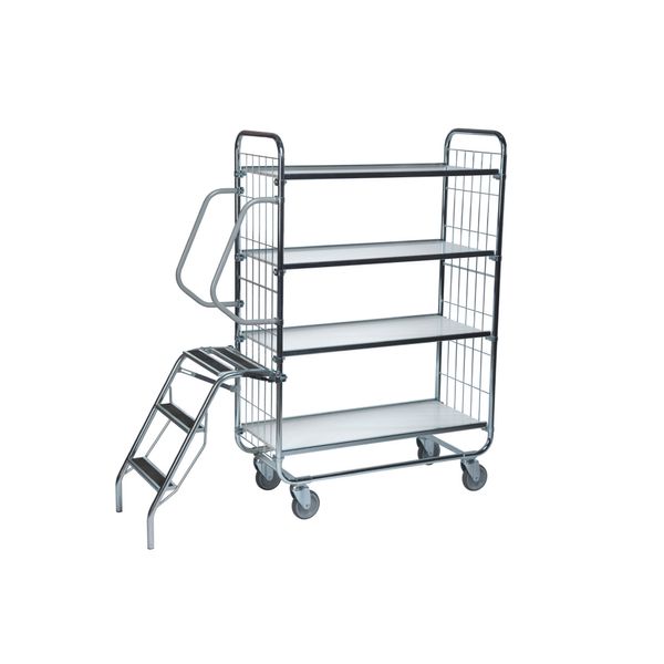 Hyldevogn fleksibel 4 hylder+stige 95 cm